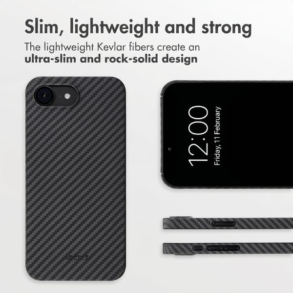 Accezz MagSafe Kevlar® bagsidecover til Apple iPhone 17e / 16e - Sort