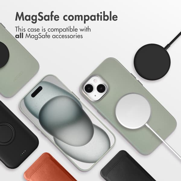 Accezz Läder Baksida MagSafe för Apple iPhone 15 - Light Grey