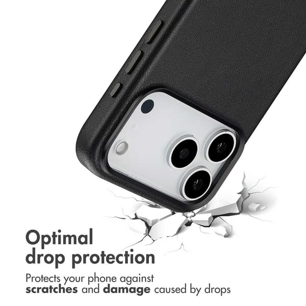 Accezz Läder Baksida MagSafe för Apple iPhone 17 Pro Max - Onyx Black