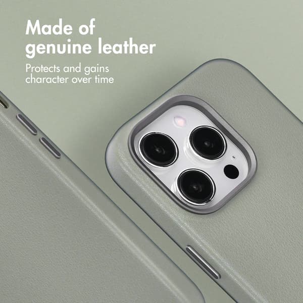 Accezz Läder Baksida MagSafe för Apple iPhone 14 Pro - Light Grey
