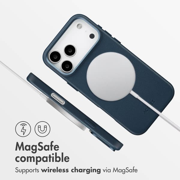 Accezz Läder Baksida MagSafe för Apple iPhone 17 Pro Max - Nightfall Blue
