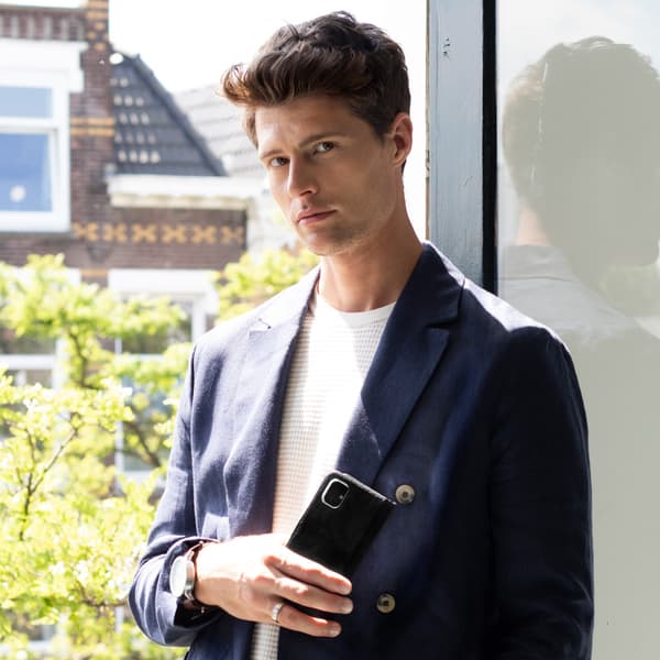 Selencia Ægte læder bogomslag til Apple iPhone 8 Plus / 7 Plus - Sort