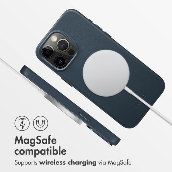 Accezz Läder Baksida MagSafe för Apple iPhone 15 Pro Max - Nightfall Blue