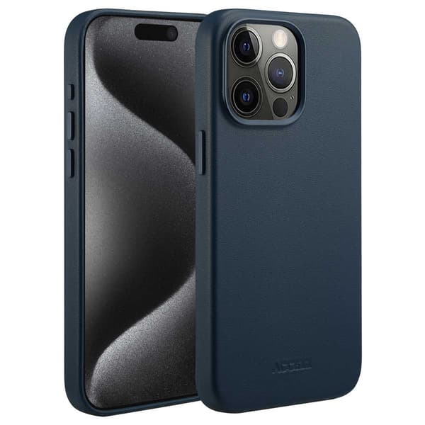 Accezz Läder Baksida MagSafe för Apple iPhone 15 Pro Max - Nightfall Blue