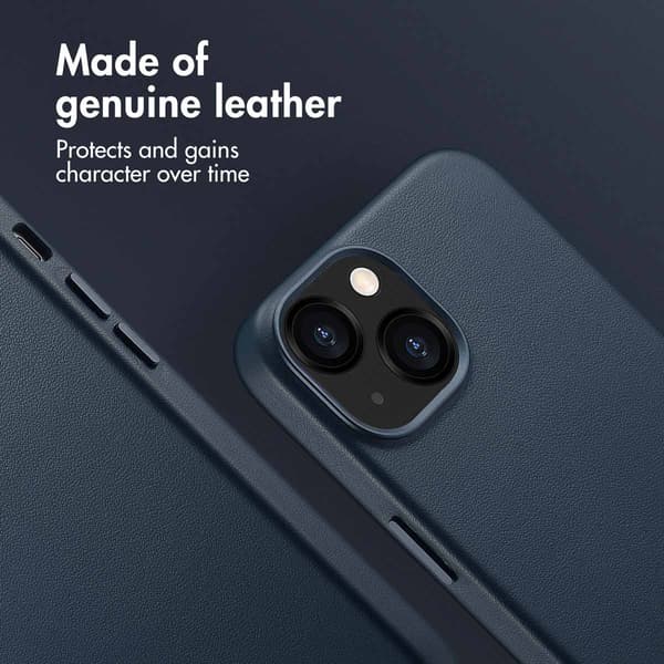 Accezz Läder Baksida MagSafe för Apple iPhone 13 - Nightfall Blue