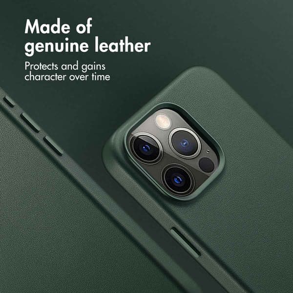 Accezz Läder Baksida MagSafe för Apple iPhone 15 Pro Max - Cedar Green