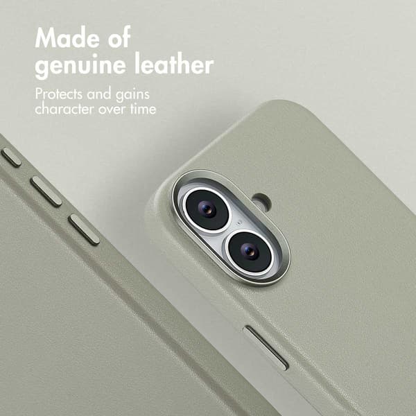Accezz Läder Baksida MagSafe för Apple iPhone 17 - Light Grey