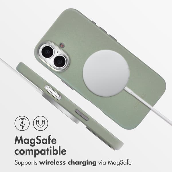 Accezz Læder bagside-cover med MagSafe til Apple iPhone 16 - Light Grey