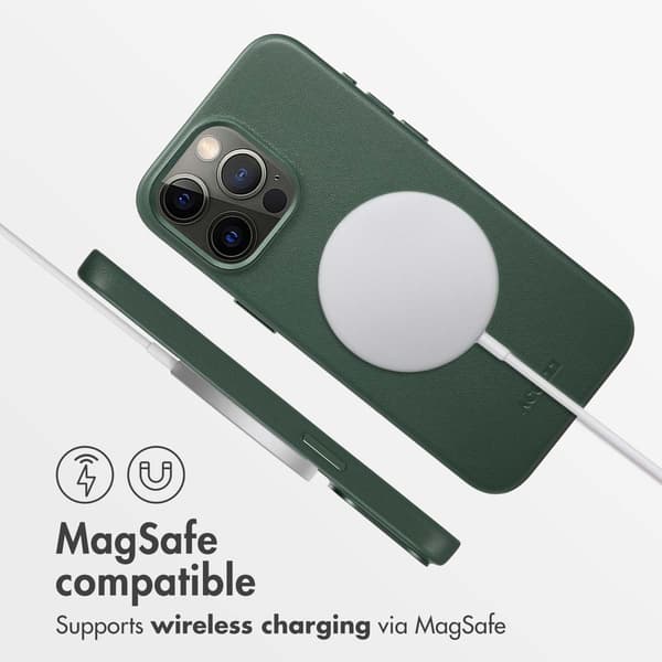 Accezz Läder Baksida MagSafe för Apple iPhone 15 Pro Max - Cedar Green