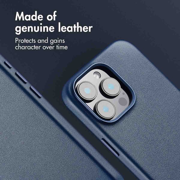 Accezz Läder Baksida MagSafe för Apple iPhone 16 Pro Max - Nightfall Blue