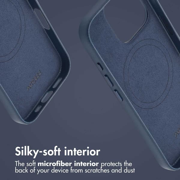 Accezz Läder Baksida MagSafe för Apple iPhone 16 Pro - Nightfall Blue