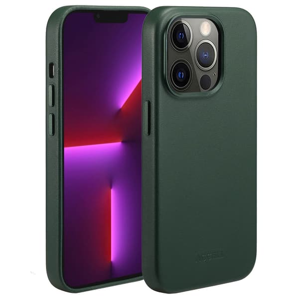 Accezz Läder Baksida MagSafe för Apple iPhone 13 Pro - Cedar Green