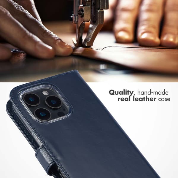 Selencia Ękta läder bokfodral för Apple iPhone 16 Pro - Blå