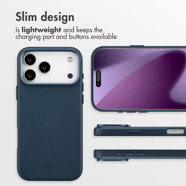 Accezz Läder Baksida MagSafe för Apple iPhone 17 Pro Max - Nightfall Blue