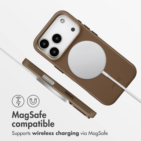 Accezz Läder Baksida MagSafe för Apple iPhone 17 Pro - Coffee Brown