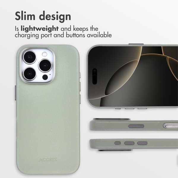 Accezz Læder bagside-cover med MagSafe til Apple iPhone 16 Pro - Light Grey