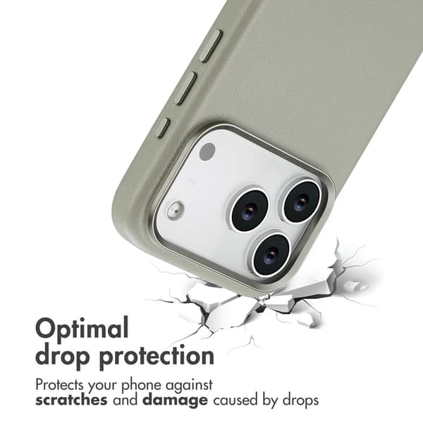 Accezz Läder Baksida MagSafe för Apple iPhone 17 Pro - Light Grey