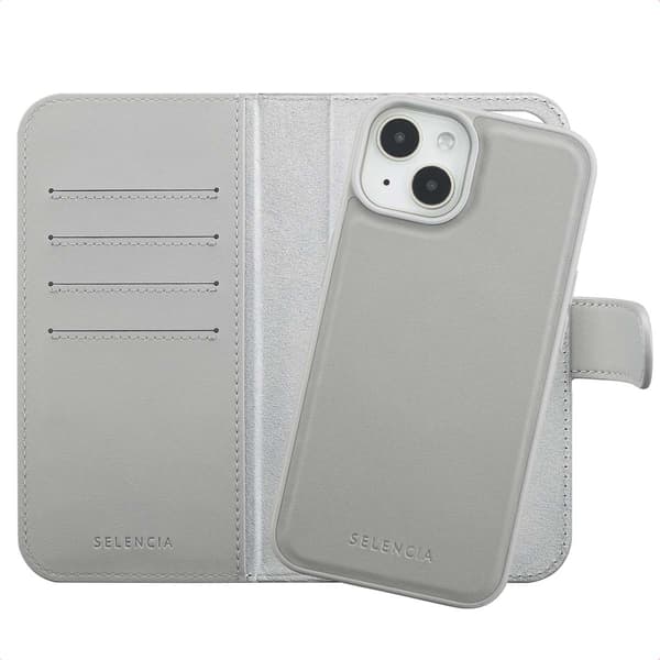 Selencia Olyn Avtagbart Bokfodral MagSafe för Apple iPhone 14 / 13 - Grå