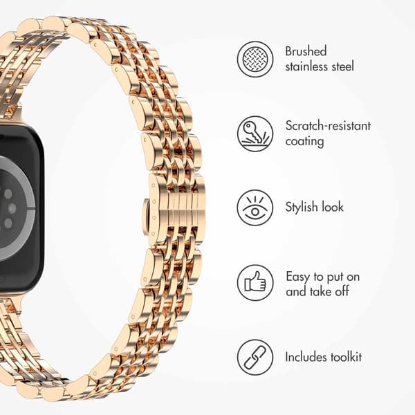 Selencia Slank Jubilee-inspireret stållænkerem til Apple Watch | 38/40/41/42 mm - Rosaguld