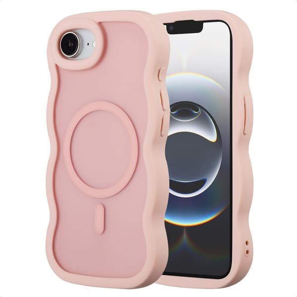 Selencia Wavy baksida med MagSafe för Apple iPhone 17e / 16e - Soft Pink