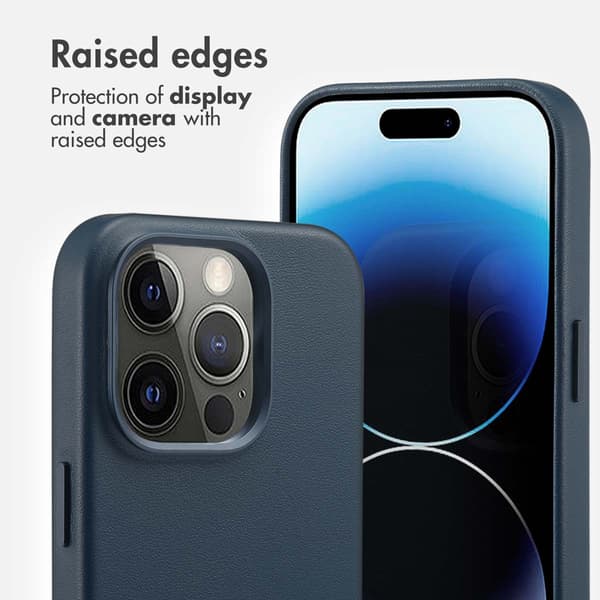 Accezz Läder Baksida MagSafe för Apple iPhone 14 Pro - Nightfall Blue