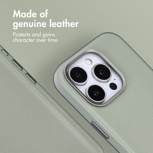 Accezz Läder Baksida MagSafe för Apple iPhone 16 Pro - Light Grey