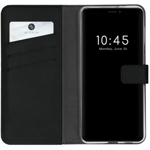 Selencia Genuine Leather Book Case for Apple iPhone 13 Mini - Black
