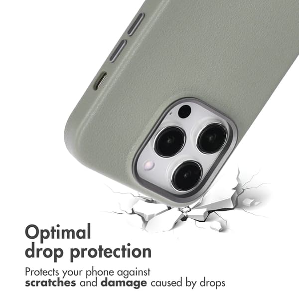 Accezz Läder Baksida MagSafe för Apple iPhone 14 Pro - Light Grey