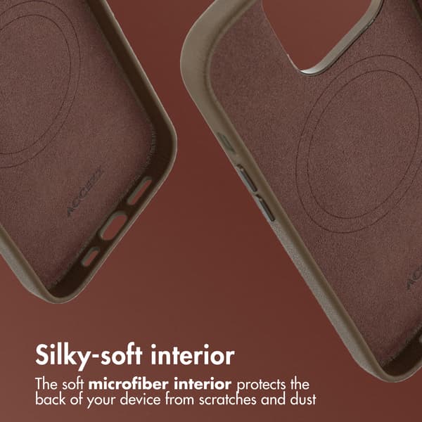 Accezz Läder Baksida MagSafe för Apple iPhone 14 Pro - Coffee Brown