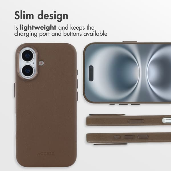 Accezz Läder Baksida MagSafe för Apple iPhone 16 - Coffee Brown