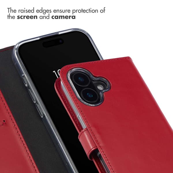 Selencia Ękta läder bokfodral för Apple iPhone 16 - Röd