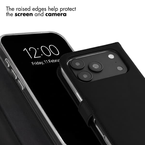Selencia Ægte læder bogomslag til Apple iPhone 18 Pro / 17 Pro - Sort