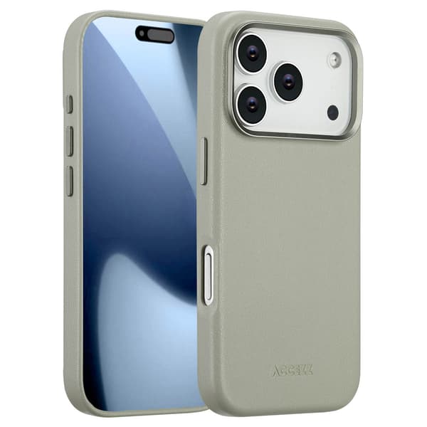 Accezz Läder Baksida MagSafe för Apple iPhone 17 Pro - Light Grey