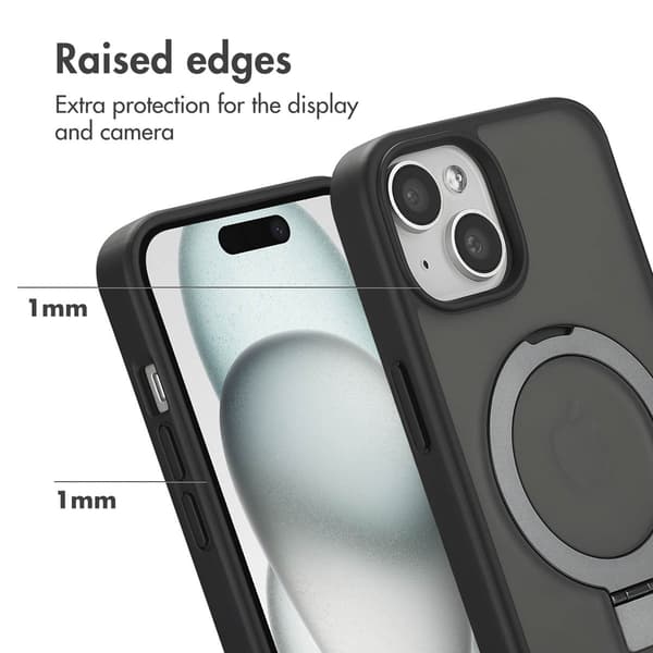 Accezz Ring Stand bagside-cover med MagSafe til Apple iPhone 15 - Sort
