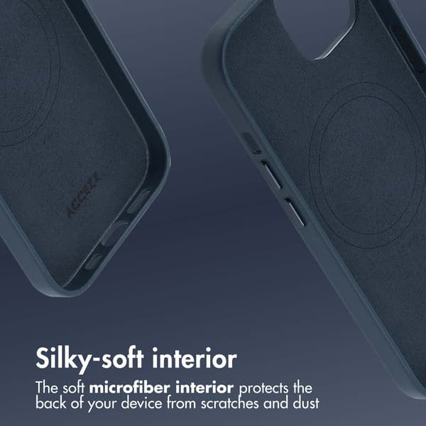 Accezz Läder Baksida MagSafe för Apple iPhone 15 - Nightfall Blue