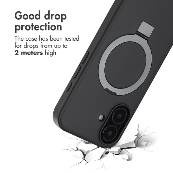 Accezz Ring Stand bagside-cover med MagSafe til Apple iPhone 16 - Sort