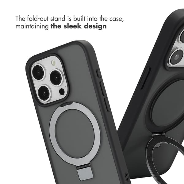 Accezz Ring Stand bagside-cover med MagSafe til Apple iPhone 15 Pro - Sort