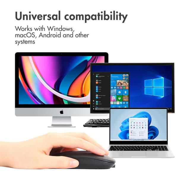 imoshion Wireless Mouse - Rechargeable Computer Mouse + 2.4G USB-A Adapter - Black