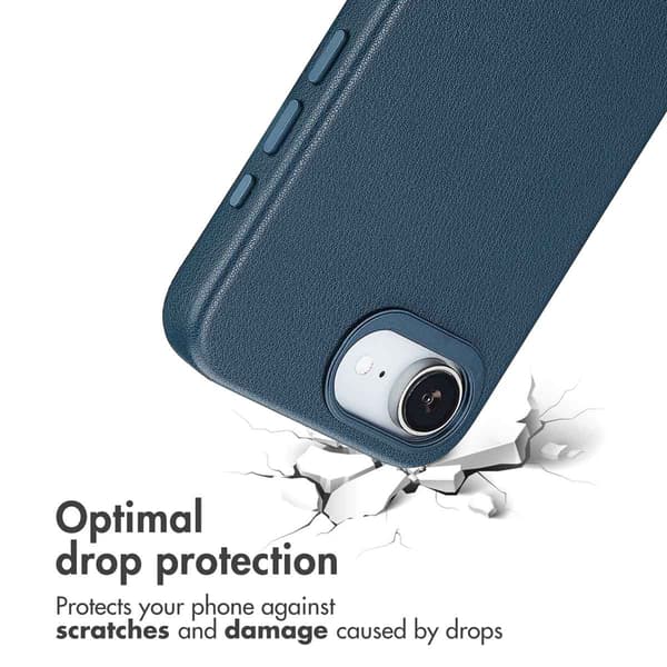 Accezz Läder Baksida MagSafe för Apple iPhone 17e / 16e - Nightfall Blue