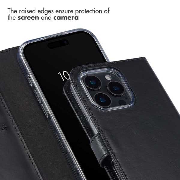 Selencia Ægte læder bogomslag til Apple iPhone 16 Pro - Sort