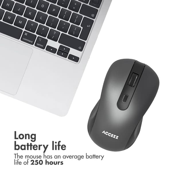 Accezz Wireless Mouse - Bluetooth / USB-A Adapter - Grey