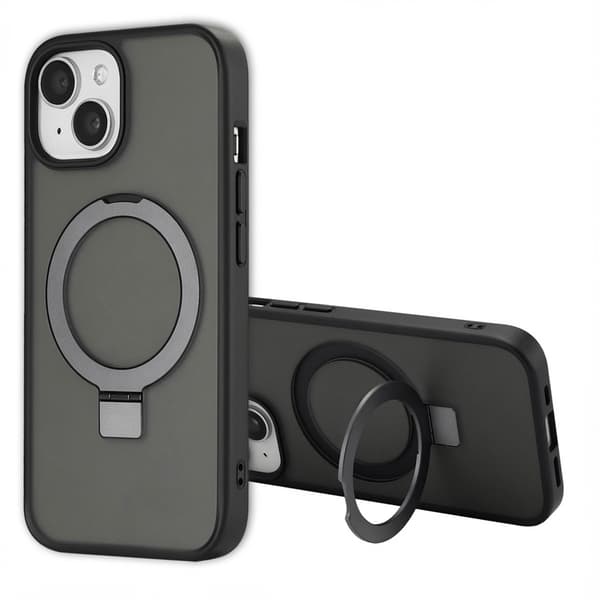 Accezz Ring Stand bagside-cover med MagSafe til Apple iPhone 15 - Sort