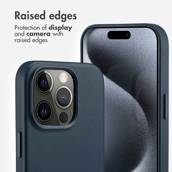 Accezz Läder Baksida MagSafe för Apple iPhone 15 Pro - Nightfall Blue