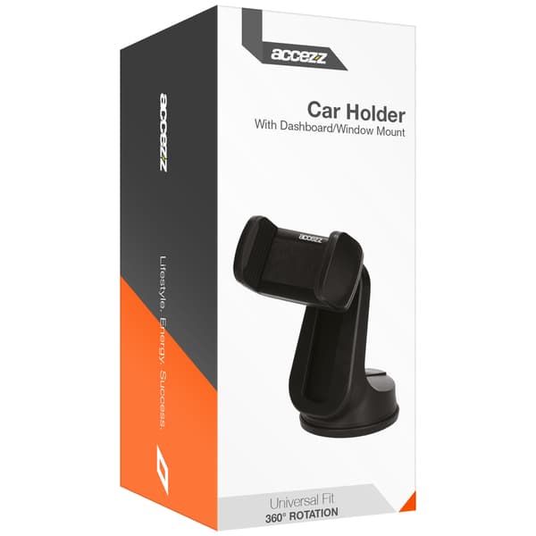 Accezz Car phone holder - Adjustable - Universal - Dashboard and windscreen - Black