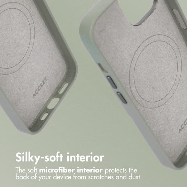 Accezz Läder Baksida MagSafe för Apple iPhone 15 - Light Grey