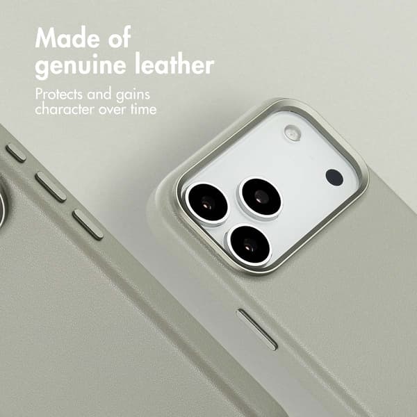 Accezz Läder Baksida MagSafe för Apple iPhone 17 Pro Max - Light Grey