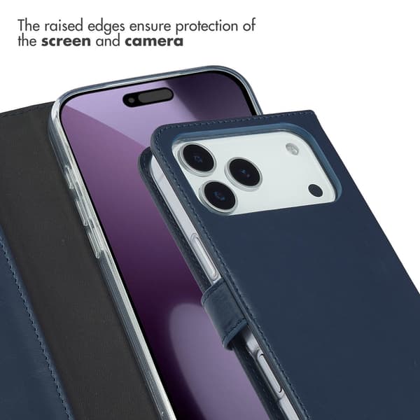 Selencia Ægte læder bogomslag til Apple iPhone 17 Pro Max - Blå