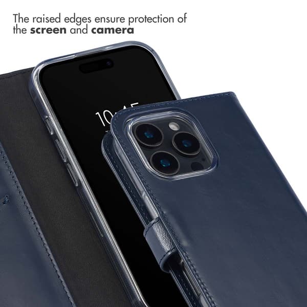 Selencia Ægte læder bogomslag til Apple iPhone 16 Pro Max - Blå