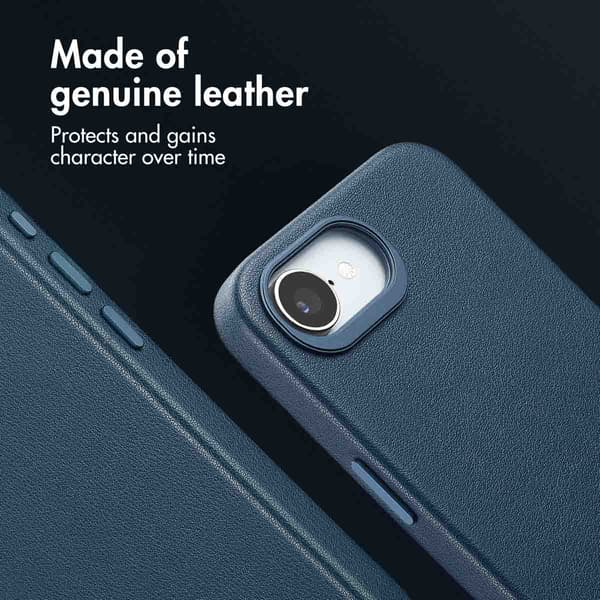 Accezz Läder Baksida MagSafe för Apple iPhone 17e / 16e - Nightfall Blue