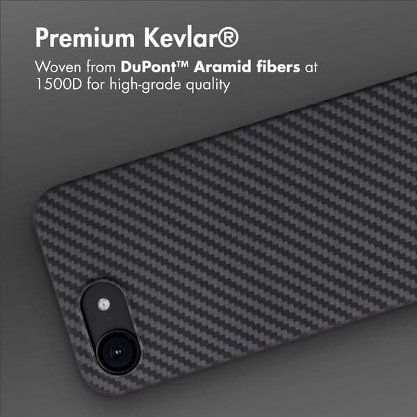 Accezz MagSafe Kevlar® bagsidecover til Apple iPhone 17e / 16e - Sort